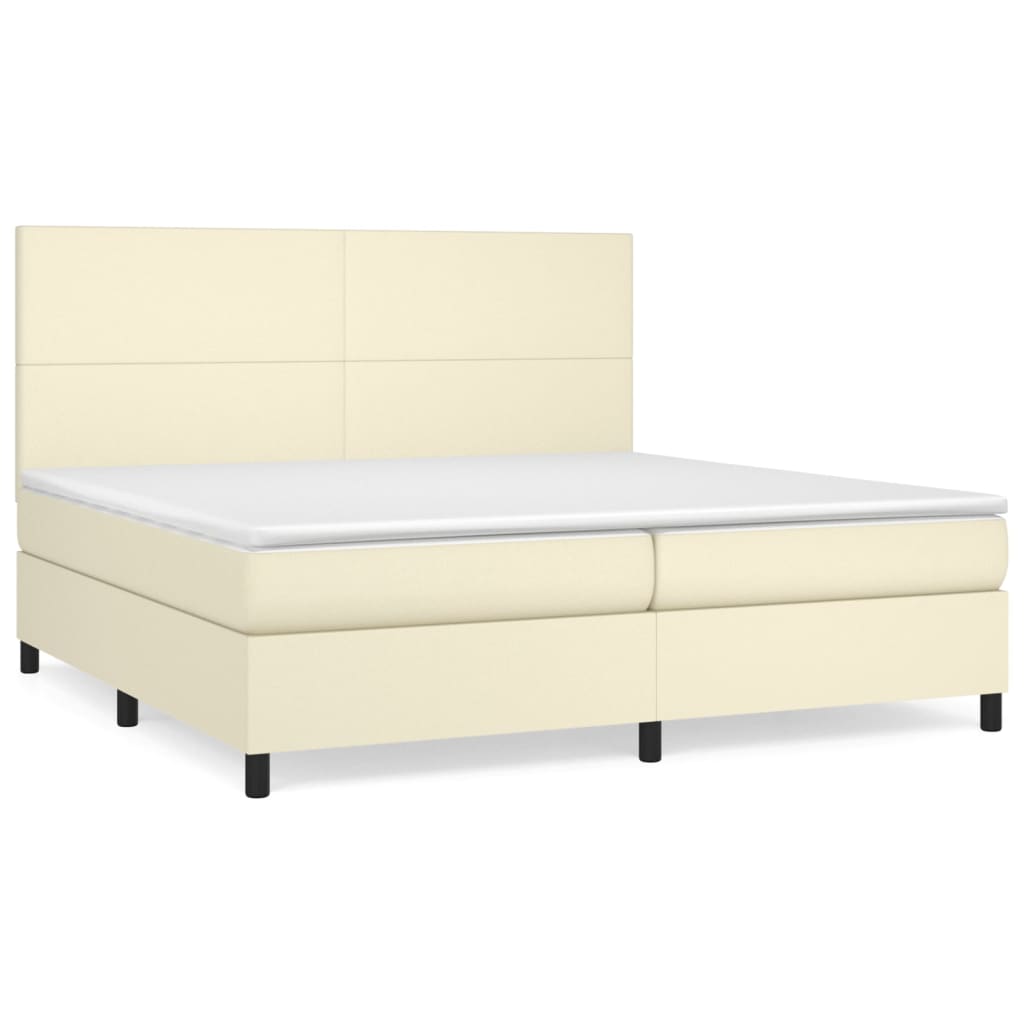 Boxspringbett mit Matratze Creme 200x200 cm Kunstleder