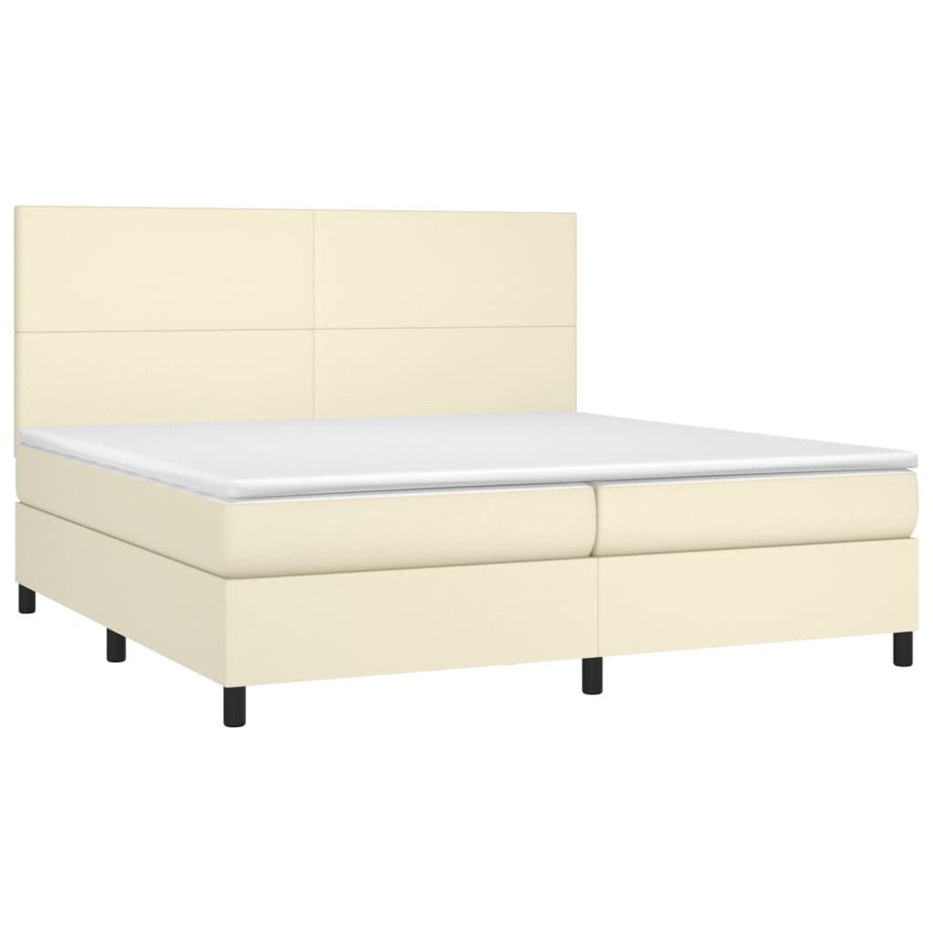 Boxspringbett mit Matratze Creme 200x200 cm Kunstleder