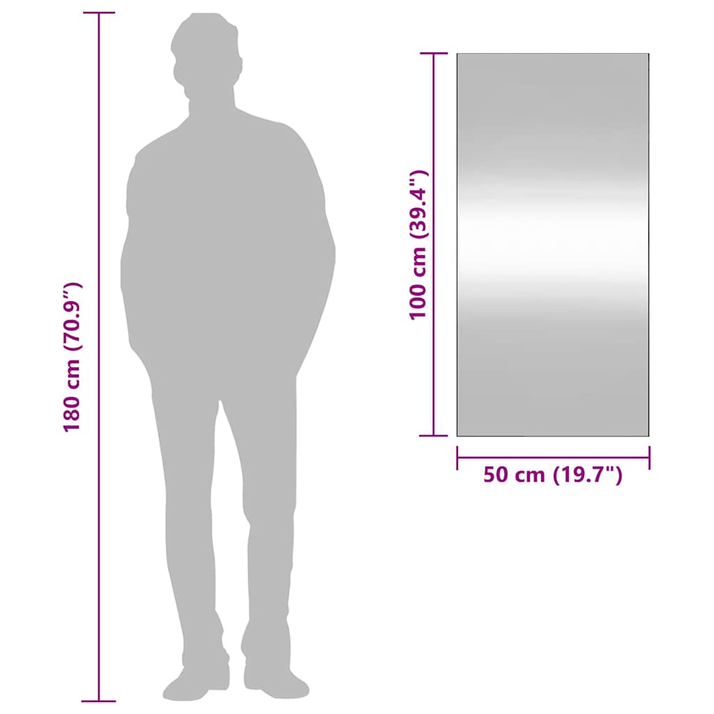 Wandspiegel 50x100 cm Glas Rechteckig