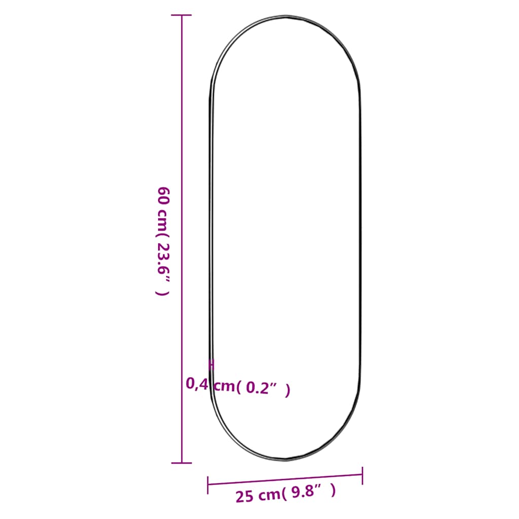 Wandspiegel 25x60 cm Glas Oval