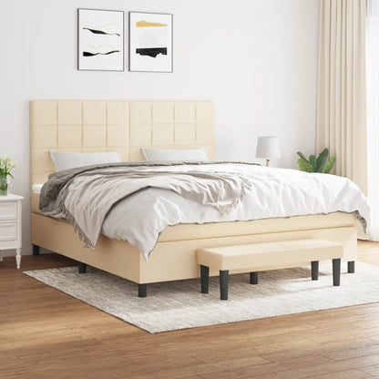 Boxspringbett mit Matratze Creme 180x200 cm Stoff