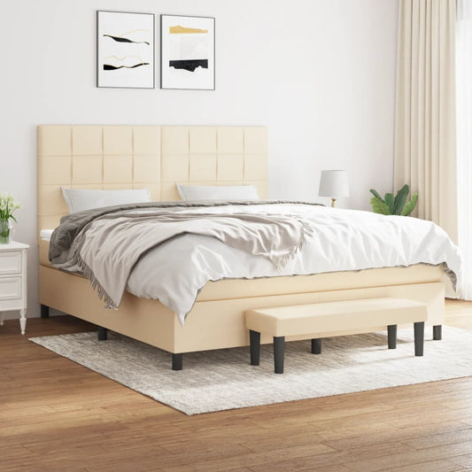 Boxspringbett mit Matratze Creme 180x200 cm Stoff