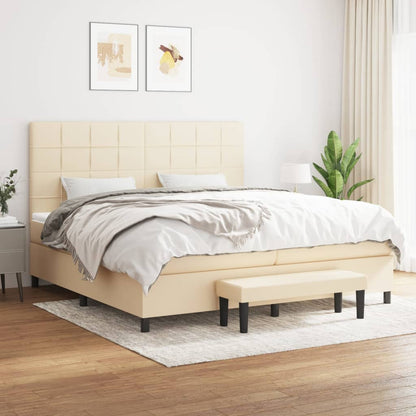 Boxspringbett mit Matratze Creme 200x200 cm Stoff
