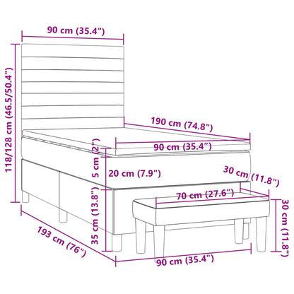 Boxspringbett mit Matratze Taupe 90x190 cm Stoff