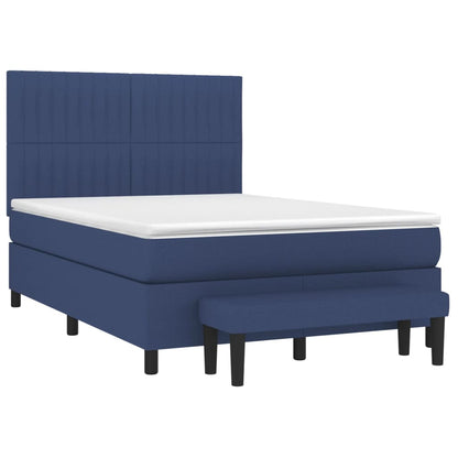 Boxspringbett mit Matratze Blau 140x190 cm Stoff