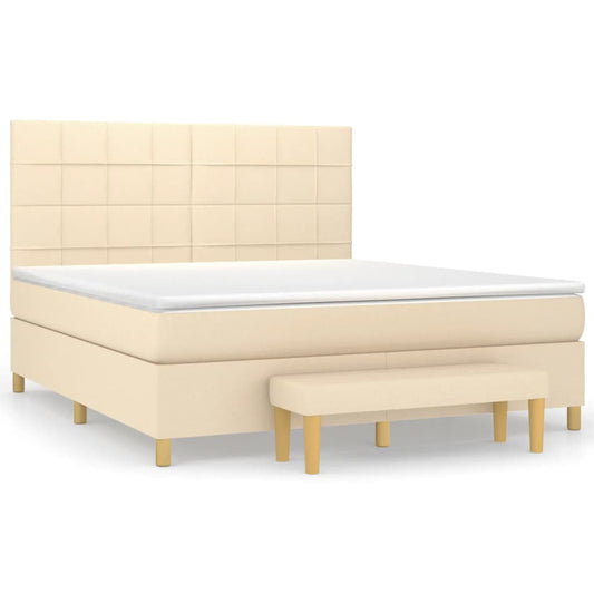 Boxspringbett mit Matratze Creme 180x200 cm Stoff