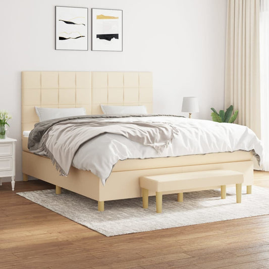 Boxspringbett mit Matratze Creme 180x200 cm Stoff