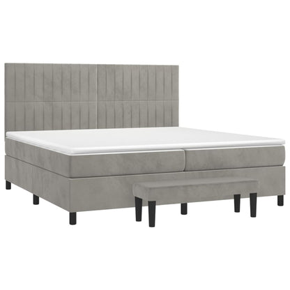 Boxspringbett mit Matratze Hellgrau 200x200 cm Samt