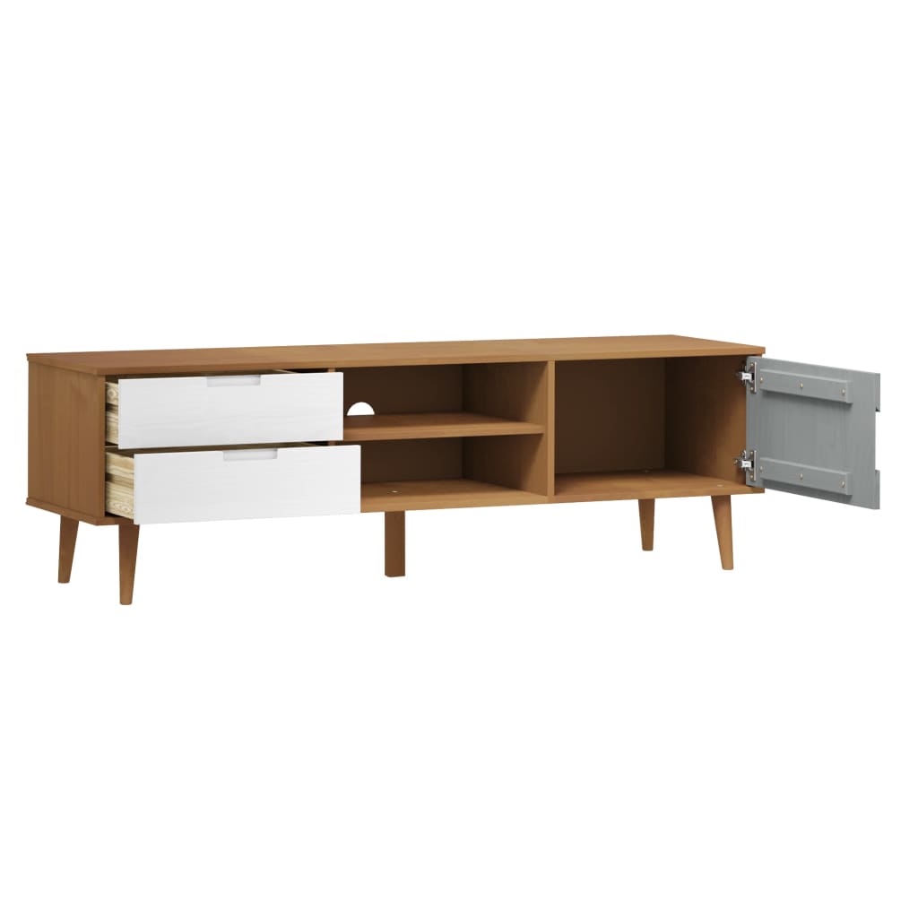 TV-Schrank MOLDE Braun 158x40x49 cm Massivholz Kiefer