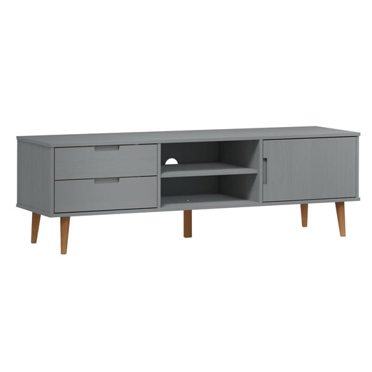 TV-Schrank MOLDE Grau 158x40x49 cm Massivholz Kiefer