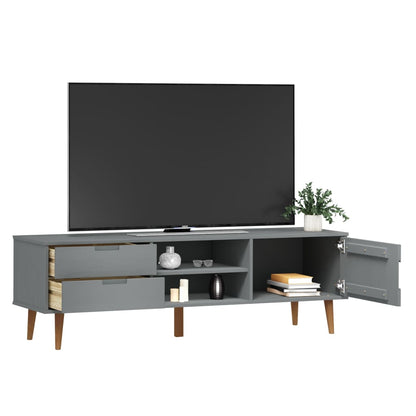 TV-Schrank MOLDE Grau 158x40x49 cm Massivholz Kiefer