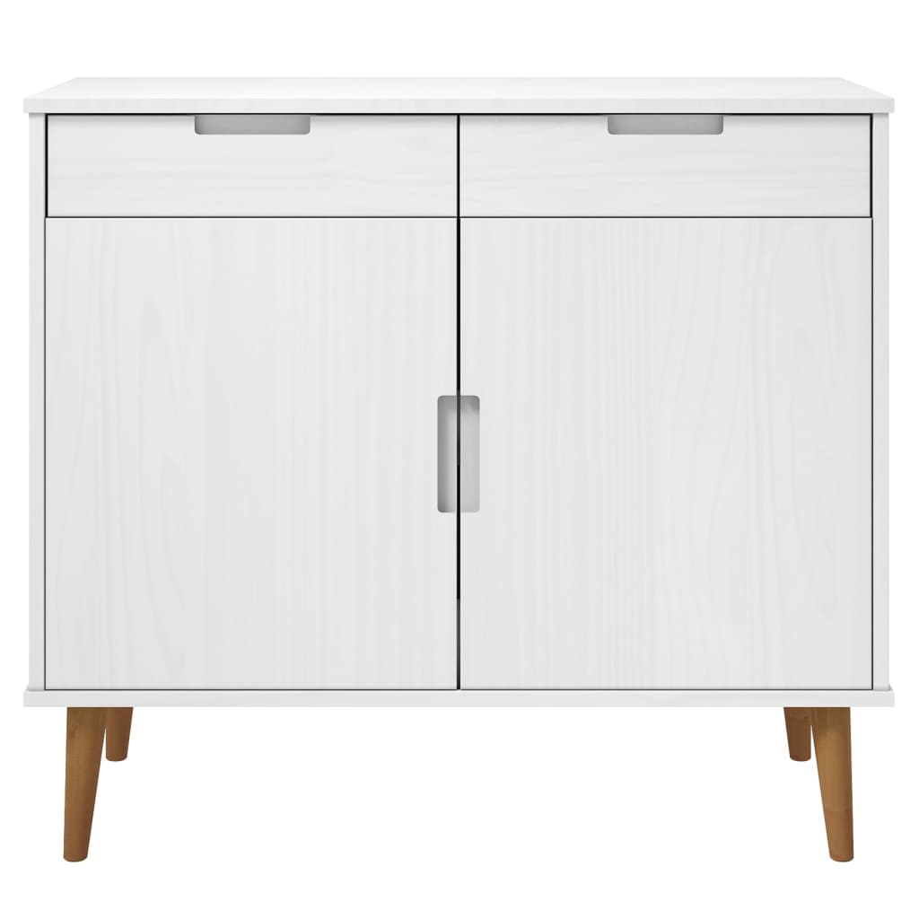 Sideboard MOLDE Weiß 90x40x80 cm Massivholz Kiefer