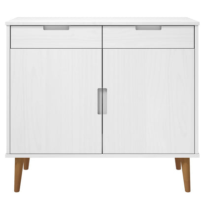 Sideboard MOLDE Weiß 90x40x80 cm Massivholz Kiefer