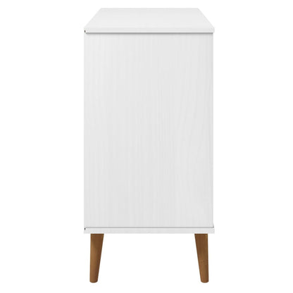 Sideboard MOLDE Weiß 90x40x80 cm Massivholz Kiefer