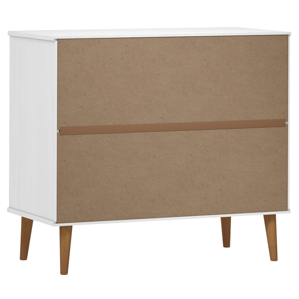 Sideboard MOLDE Weiß 90x40x80 cm Massivholz Kiefer
