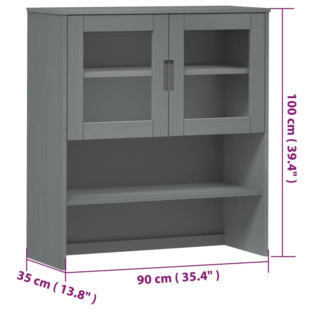 Highboard top MOLDE Grå 90x35x100 cm massiv fyrretræ