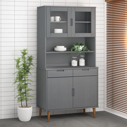 Highboard top MOLDE Grå 90x35x100 cm massiv fyrretræ