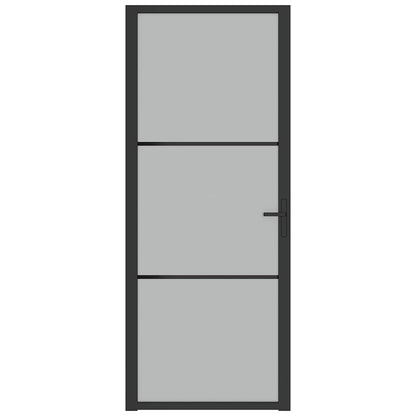 Innentür 83x201,5 cm Schwarz Mattglas und Aluminium