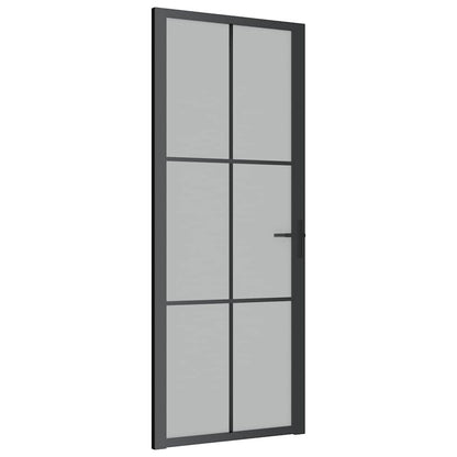 Innentür 83x201,5 cm Schwarz Mattglas und Aluminium