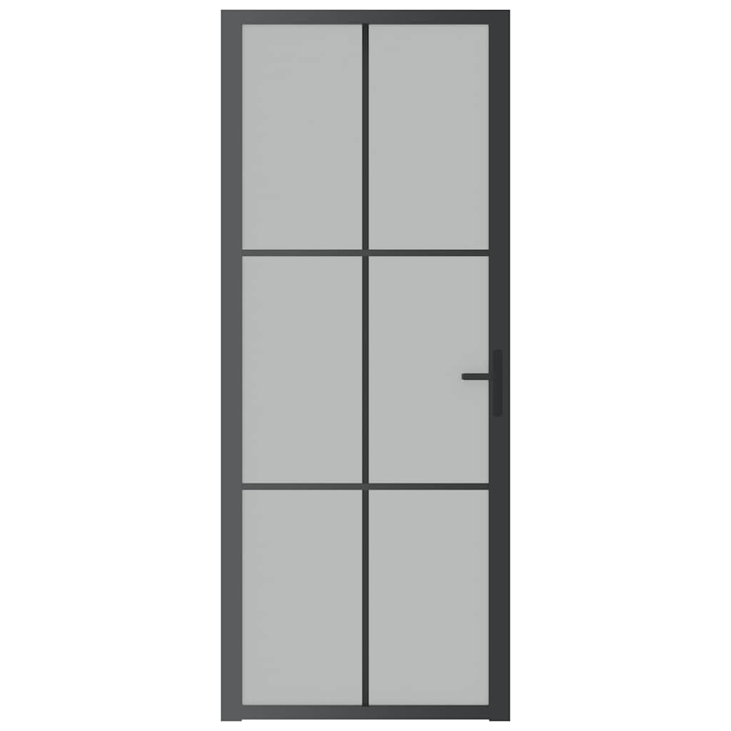 Innentür 83x201,5 cm Schwarz Mattglas und Aluminium