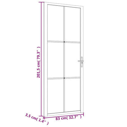 Innentür 83x201,5 cm Schwarz Mattglas und Aluminium