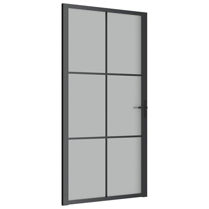 Innentür 102,5x201,5 cm Schwarz Mattglas und Aluminium