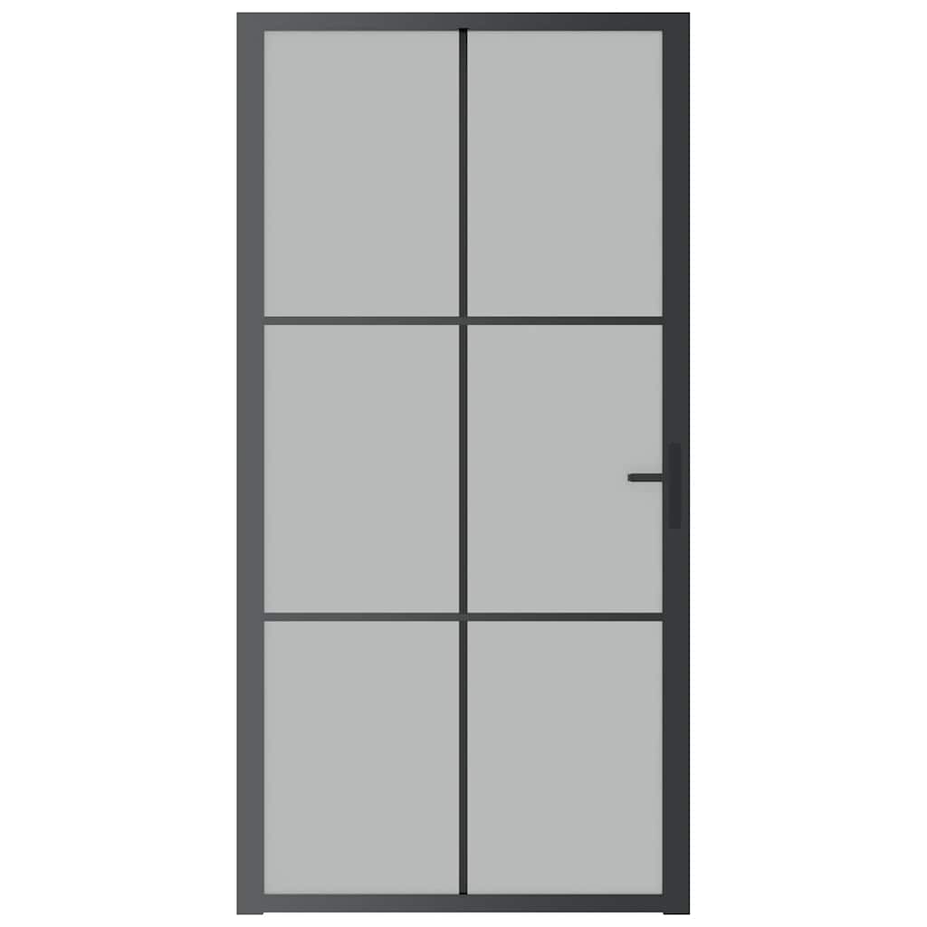 Innentür 102,5x201,5 cm Schwarz Mattglas und Aluminium