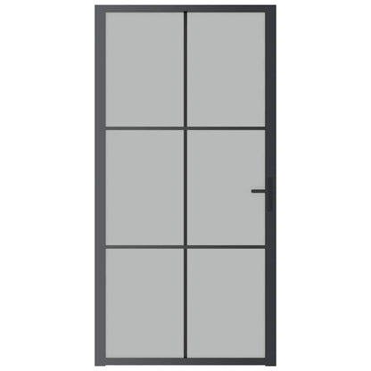 Innentür 102,5x201,5 cm Schwarz Mattglas und Aluminium