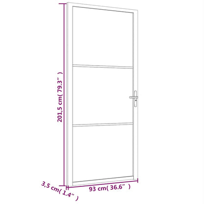 Innentür 93x201,5 cm Schwarz ESG-Glas und Aluminium