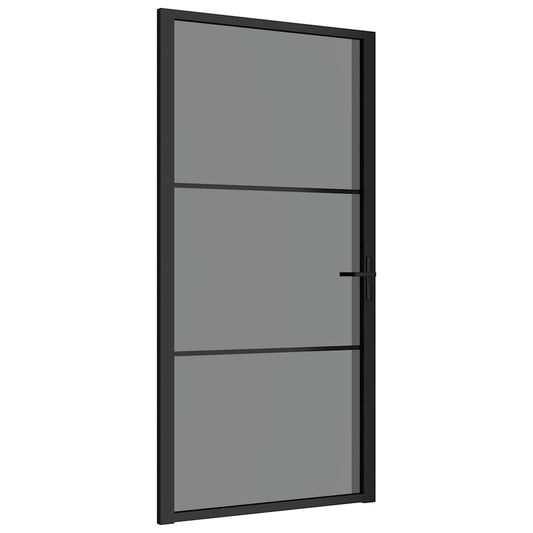 Innentür 102,5x201,5 cm Schwarz ESG-Glas und Aluminium
