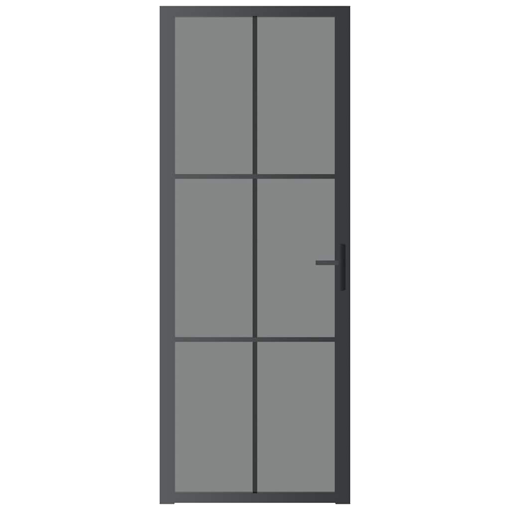 Innentür 76x201,5 cm Schwarz ESG-Glas und Aluminium