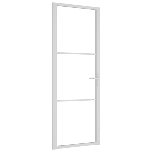 Innentür 76x201,5 cm Weiß ESG-Glas und Aluminium