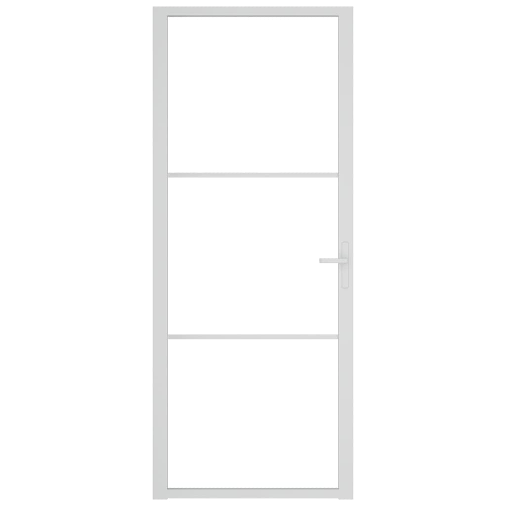 Innentür 83x201,5 cm Weiß ESG-Glas und Aluminium