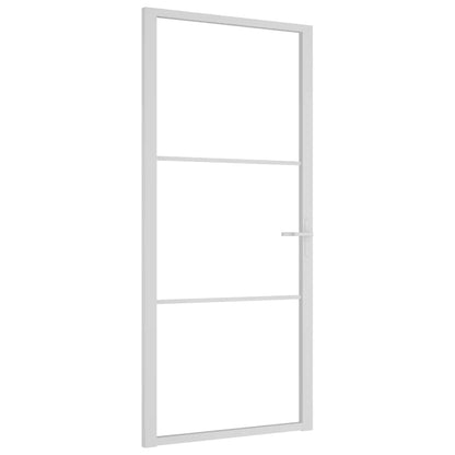 Innentür 93x201,5 cm Weiß ESG-Glas und Aluminium