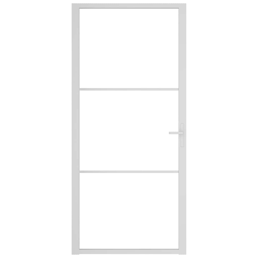 Innentür 93x201,5 cm Weiß ESG-Glas und Aluminium