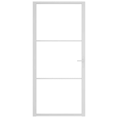 Innentür 93x201,5 cm Weiß ESG-Glas und Aluminium