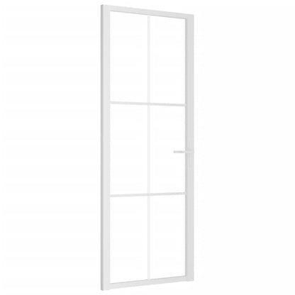 Innentür 76x201,5 cm Weiß ESG-Glas und Aluminium