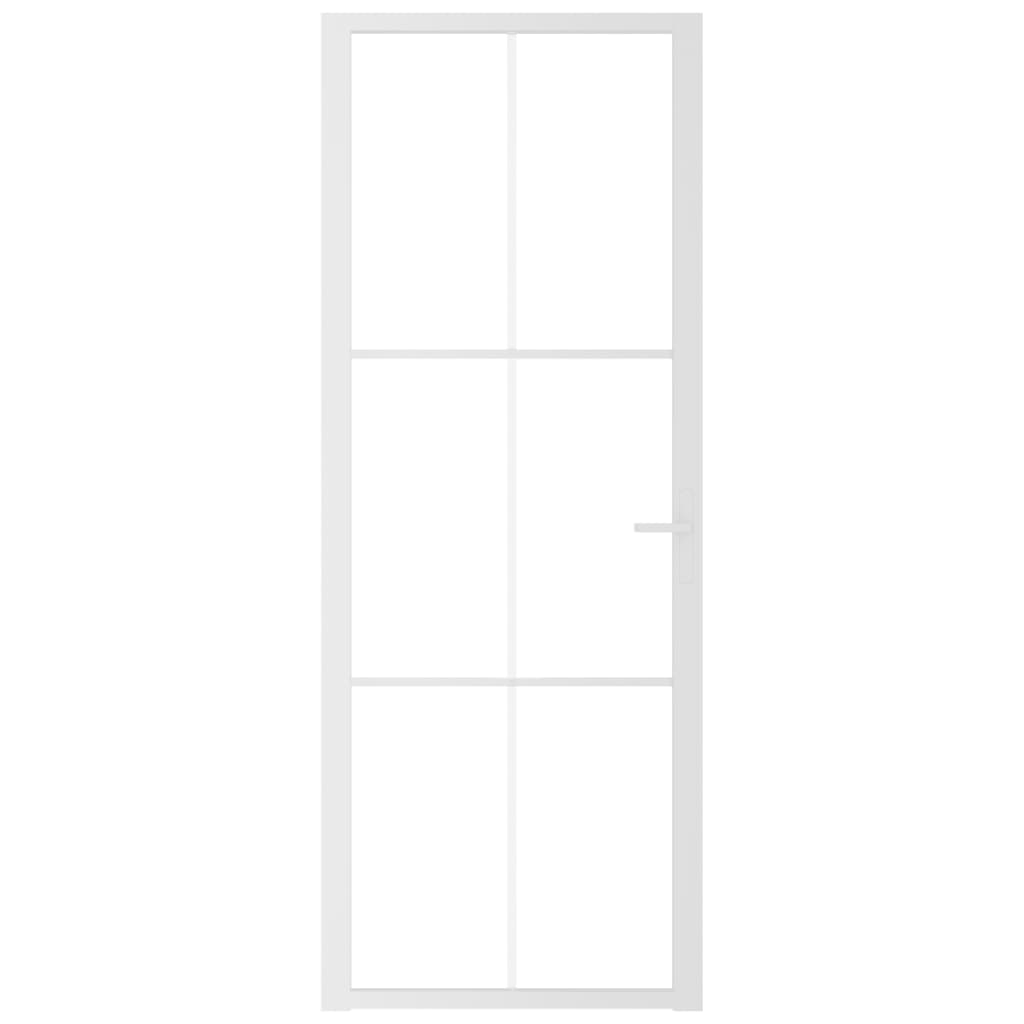 Innentür 76x201,5 cm Weiß ESG-Glas und Aluminium
