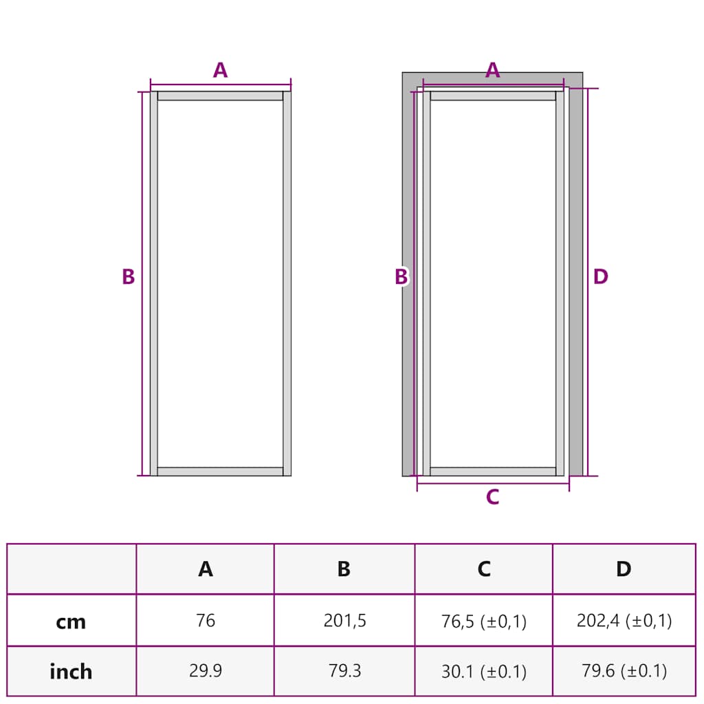 Innentür 76x201,5 cm Weiß ESG-Glas und Aluminium
