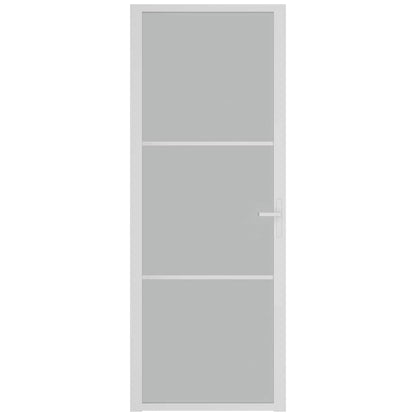 Innentür 76x201,5 cm Weiß Mattglas und Aluminium