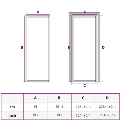 Innentür 76x201,5 cm Weiß Mattglas und Aluminium
