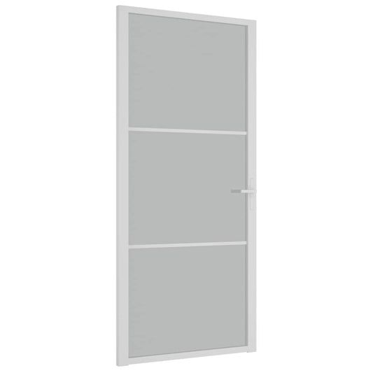Innentür 93x201,5 cm Weiß Mattglas und Aluminium