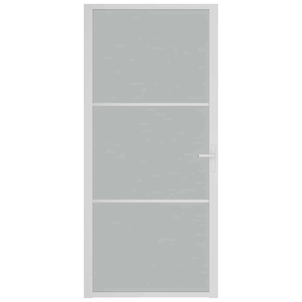 Innentür 93x201,5 cm Weiß Mattglas und Aluminium