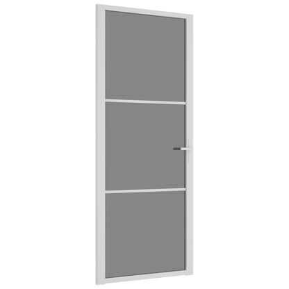 Innentür 83x201,5 cm Weiß ESG-Glas und Aluminium