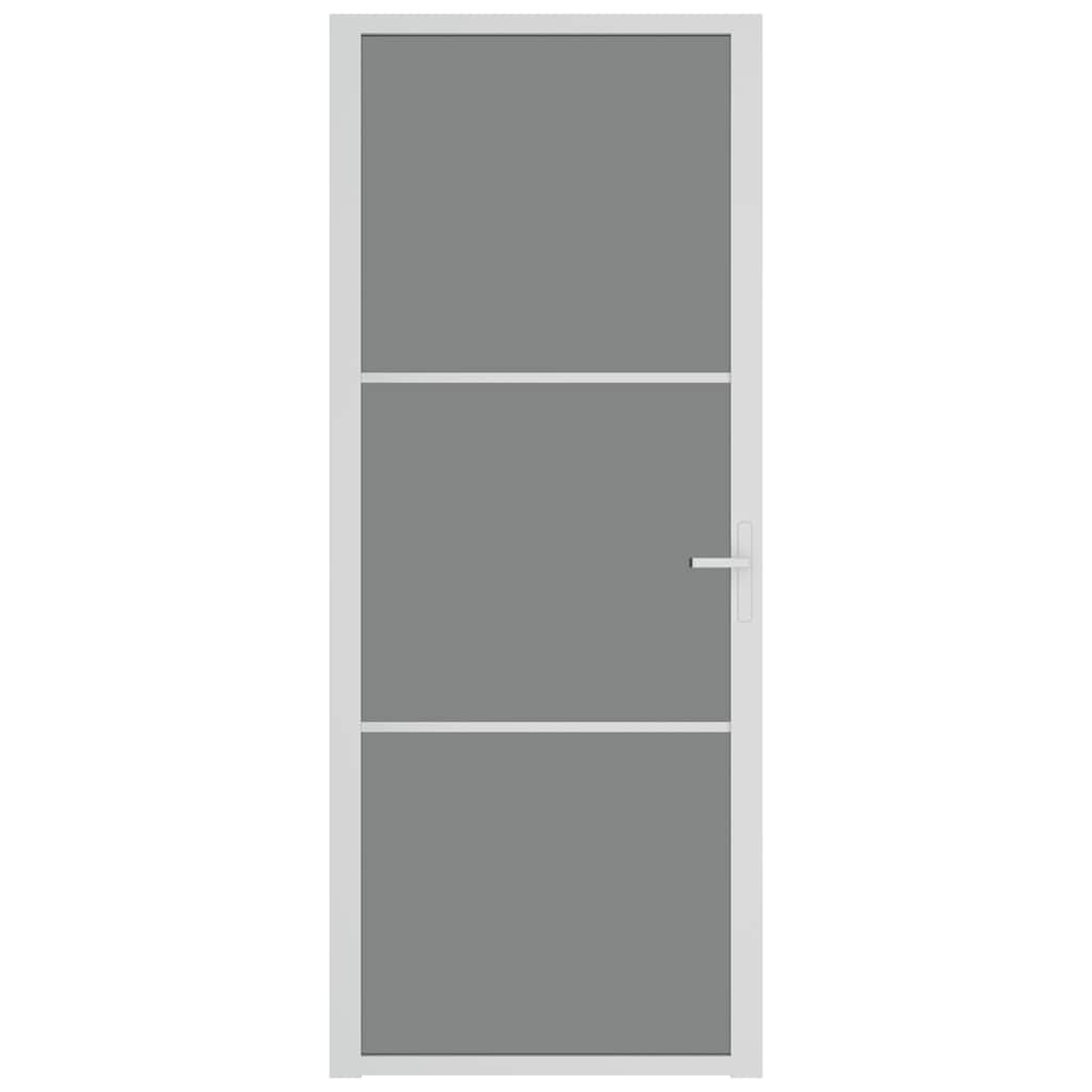 Innentür 83x201,5 cm Weiß ESG-Glas und Aluminium