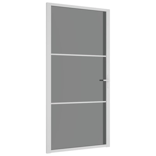 Innentür 102,5x201,5 cm Weiß ESG-Glas und Aluminium
