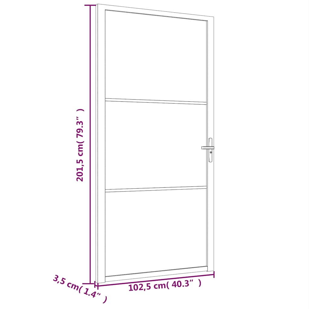 Innentür 102,5x201,5 cm Weiß ESG-Glas und Aluminium
