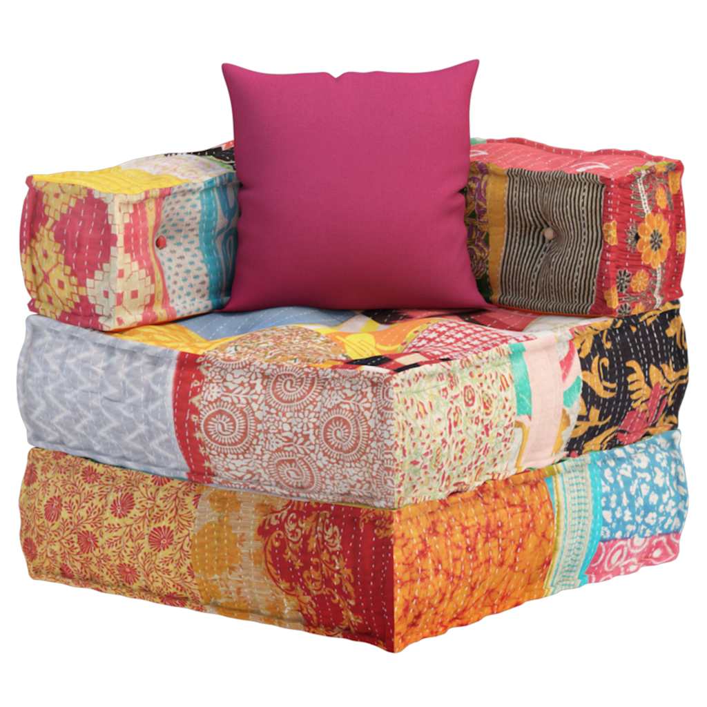 Modularer Pouf mit Kissen Patchwork Stoff