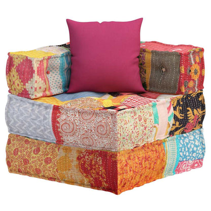 Modularer Pouf mit Kissen Patchwork Stoff