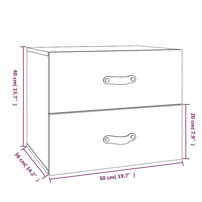 Wand-Nachttische 2 Stk. Grau 50x36x40 cm